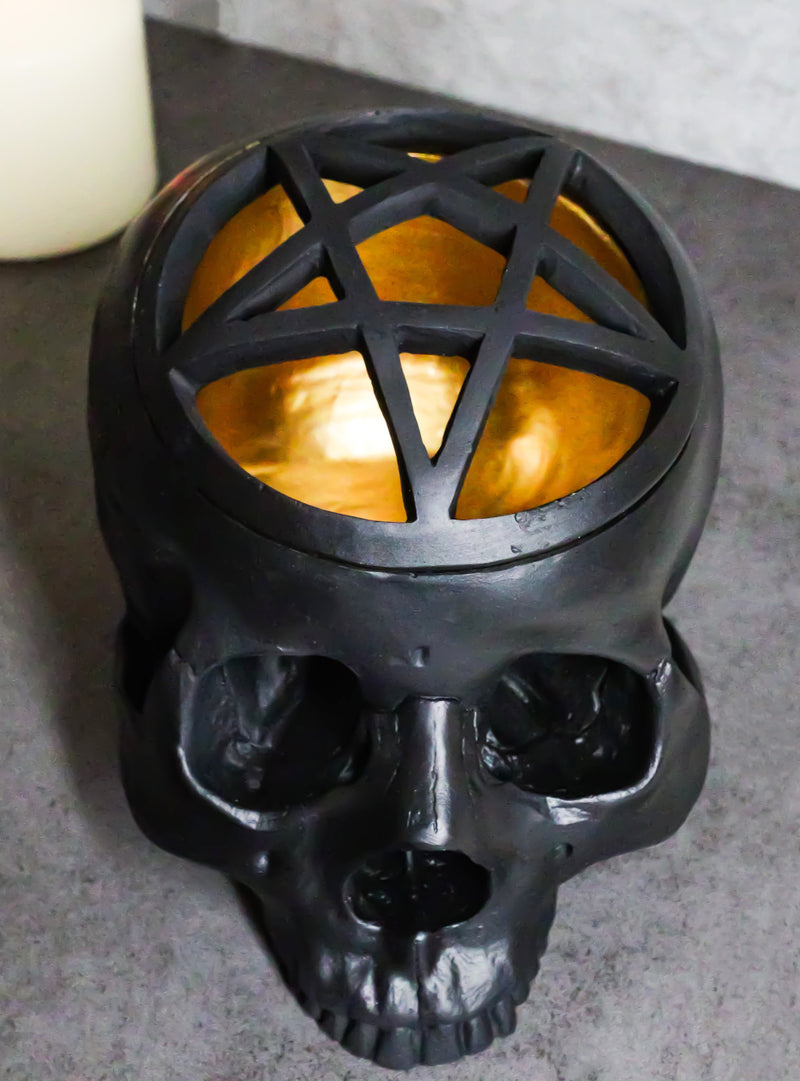 Black Holy Grail Talisman Pentagram Witch Skull Decorative Trinket Box Figurine