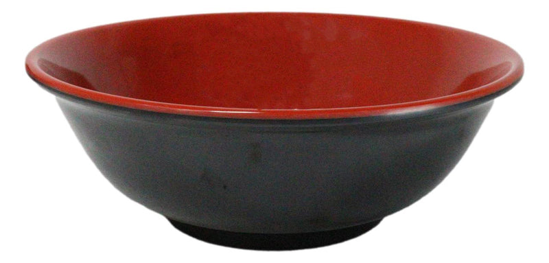 Set Of 6 Red And Black Round Medium Pasta Soup Salad Rice Melamine Bowls 9"D