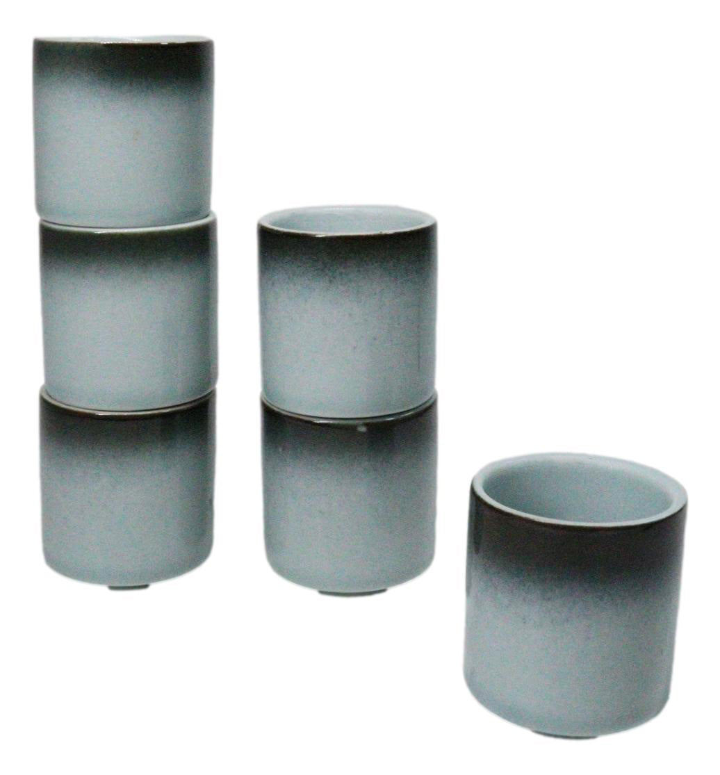Seikai Blue Ochoko Ceramic Sake Cups 1.5 Oz, Set of 6, Japanese Style Drinkware