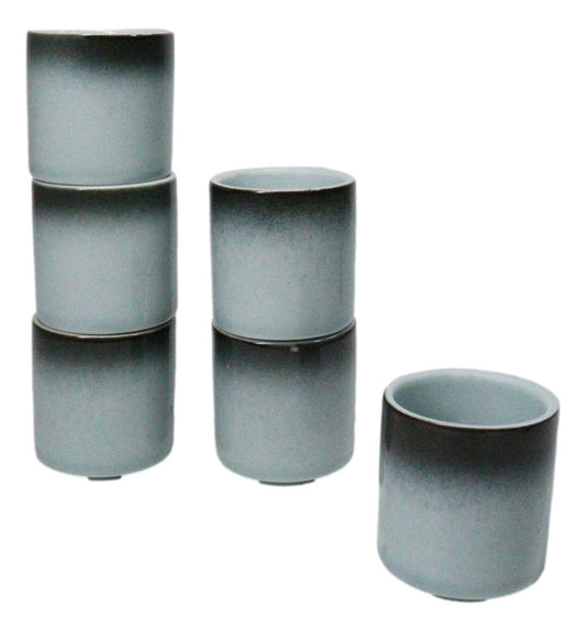 Seikai Blue Ochoko Ceramic Sake Cups 1.5 Oz, Set of 6, Japanese Style Drinkware