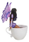 Amy Brown Fantasy Magic FAE Purple Winged Ebony Fairy Sitting On Teacup Figurine