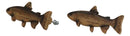 Set Of 2 Western Nautical Marine Trout Fish Faux Wooden Cabinet Bar Pull Knobs