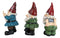 Set of 3 Rude Old Mr Gnomes Flipping The Bird Mooning and Conniving Figurines