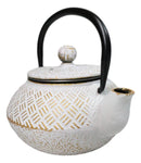 Rustic White Tokusa With Gold Patterns Petite Cast Iron Teapot 10oz Tea Pot