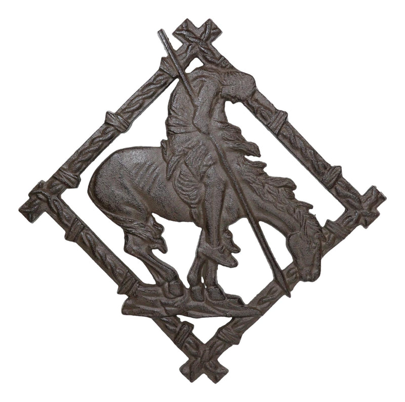 Rustic Western Native Indian Warrior End Of Trail Cast Iron Wall Trivet Decor
