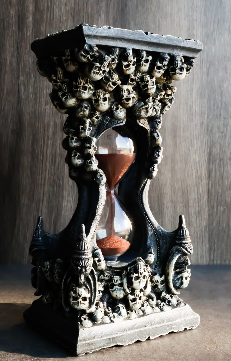Gothic Graveyard Morphing Cranium Skulls Invertible Pillar Sand Timer Figurine
