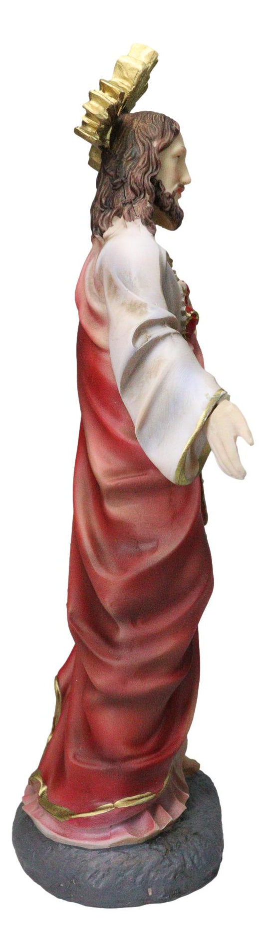 Catholic Sacred Heart of Jesus with Gold Crucifix Cross Medal Figurine 12"H - Ebros Gift