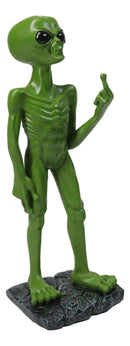 UFO Space Green ET Roswell Alien Flipping The Bird Middle Finger Figurine 7.5"H