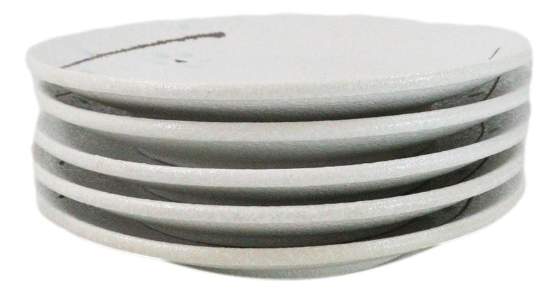 Set Of 6 Yukino Hana Snowflakes Round Appetizer Dessert Salad Ceramic Plates 6"D