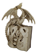 Skeleton Bone Dragon On Spell Book Of The Dead Skull Mummy LED Light Figurine