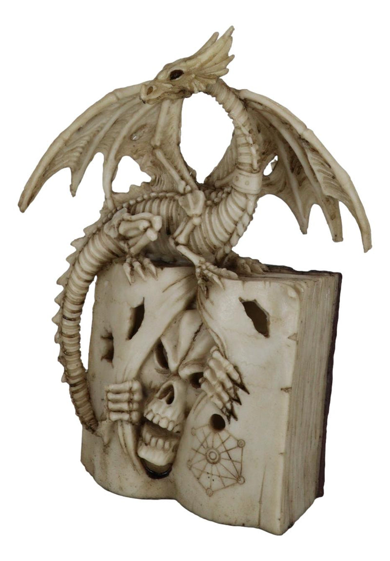 Skeleton Bone Dragon On Spell Book Of The Dead Skull Mummy LED Light Figurine