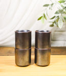 Set of 4 Iron Black Clay Tetsu Kesho Porcelain 1.25oz Ochoko Yuzu Cups