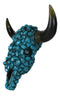 Southwest Steer Bison Bull Cow Skull With Mosaic Turquoise Rocks Wall Decor