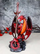 Red Lava Volcano Rock Widow Blade Dragon Figurine With Letter Opener Sword