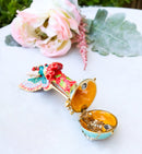 Tropical Floral Peacock Fairy Pewter Austrian Crystals Trinket Jewelry Box