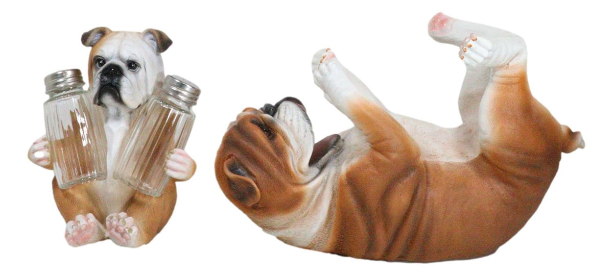 Meatball English Bulldog Wine Holder And Salt Pepper Shakers Holder Figurine Set