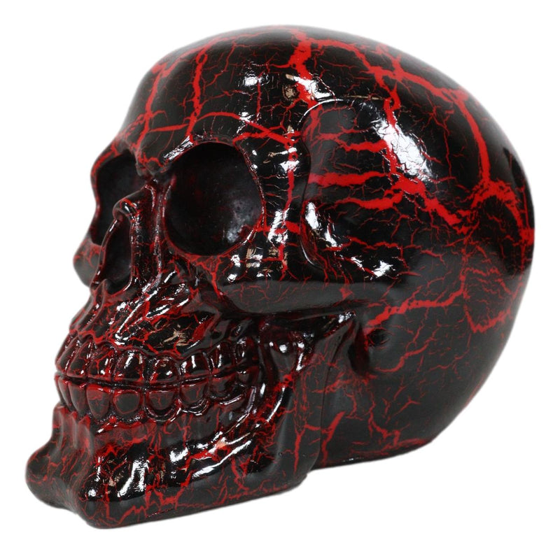 Red Lightning Thunder Bolt Punk Rock Black Skull Figurine Ossuary Macabre Art