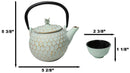 Mint Green Honeycomb Petite Cast Iron Teapot 10oz With 4 Mini Tea Cups Set