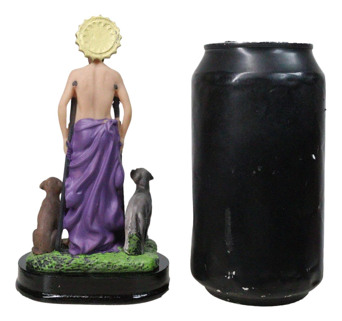 Catholic Saint Lazarus with Dogs and Sun Border Medal Figurine With Name Base - Ebros Gift