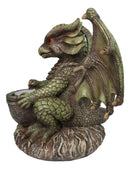 Earth Druid Dragon Holding Magic Cauldron Tea Light Candle Or Incense Holder