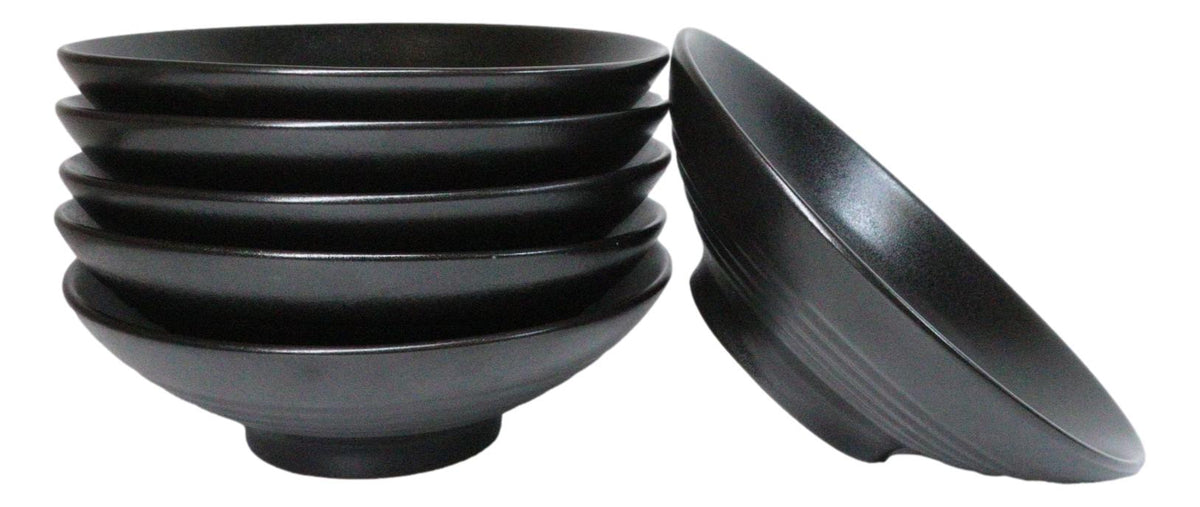 Pack Of 6 Black Kokuyo Ceramic Collection Large Ramen Soup Dinner Bowl 36oz 9"D