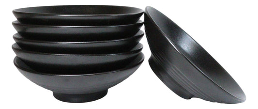 Pack Of 6 Black Kokuyo Ceramic Collection Large Ramen Soup Dinner Bowl 36oz 9"D