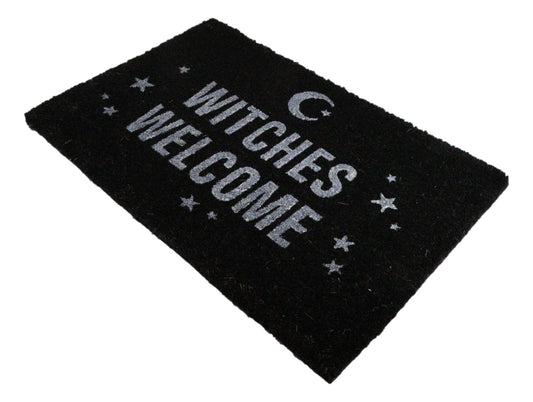 Witches Welcome Crescent Moon And Stars Coir Coconut Fiber Floor Mat Doormat - Ebros Gift
