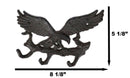 Cast Iron Rustic American Patriotic Bald Eagle 3-Peg Coat Keys Leash Wall Hooks