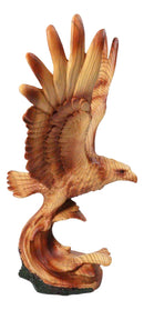 Majestic Soaring Bald Eagle Figurine – Faux Wood Carved Look Patriotic Statue