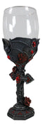 Gothic Macabre Flying Bat Cathedric Cross With Red Gems And Roses Wine Goblet