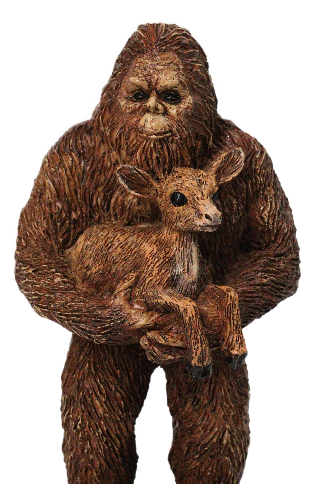 Sasquatch Bigfoot Holding Baby Deer Woodland Cryptid Forest Figurine