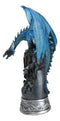 Blue Elemental Ice Dragon Perching On Medieval Stonewall Castle Tower Figurine
