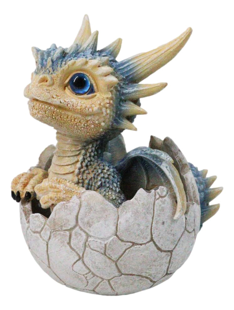Ebros Pastel Blue Dragon Hatchling in Cracked Egg Fantasy Figurine, 4.5"