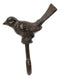 Set Of 2 Rustic Cast Iron Morning Song Bird On Branch Wall Coat Towel Hook Decor