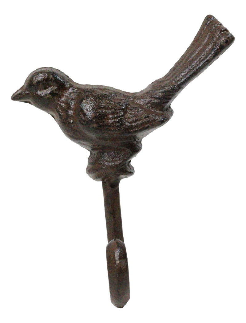 Set Of 2 Rustic Cast Iron Morning Song Bird On Branch Wall Coat Towel Hook Decor