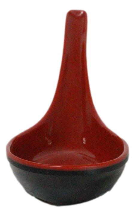 Contemporary High Gloss Red Black Melamine Asian Soup Spoons Pack Of 12 Set