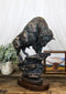 Large 20"H North American Grassland Plains Bison Buffalo On Rocky Slope Statue