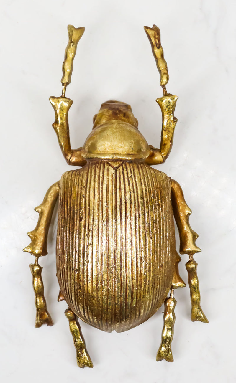 Ebros Large Gold Leaf Resin Scarab Dung Beetle Wall Sculpture Or Table Decor