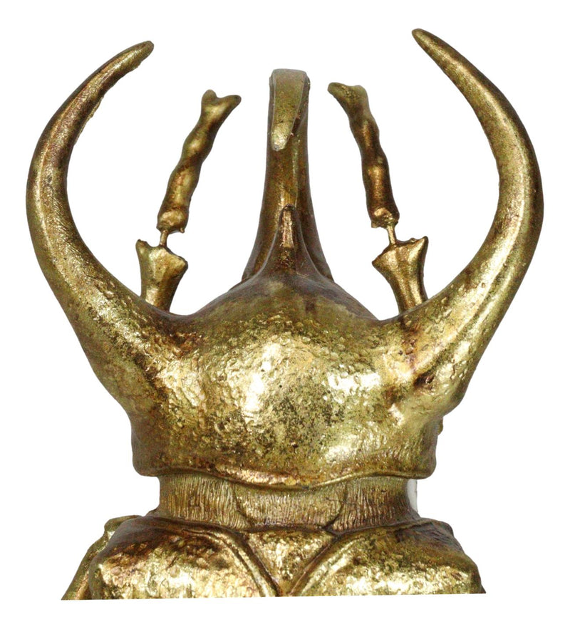 Medium Gold Resin 3 Horned Rhinoceros Beetle Wall Decor Or Tabletop Figurine