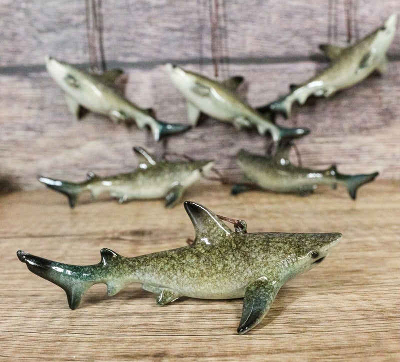 Set Of 6 Great White Sharks Ocean Marine Wall Hanging Decor Tree Ornaments