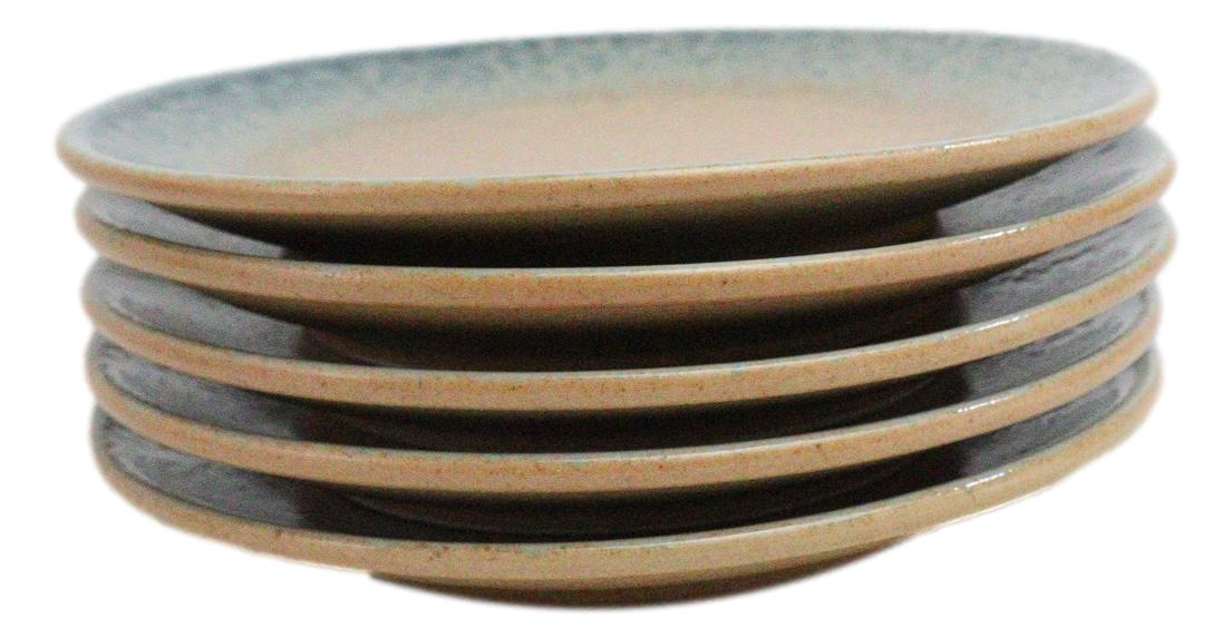 Set Of 5 Blue River Ao Nagashi Round Appetizer Dessert Salad Ceramic Plates 6"D