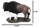 Native American Bison Buffalo Father with White Calf Decorative Figurine 8.5"L