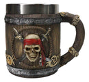 Nautical Red Bandana Pirate Skull Cutlass Swords Shipwreck Barrel Tankard Mug