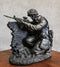 War Battlefield Kneeling Soldier Taking Cover With Rifle Gun And Gears Statue