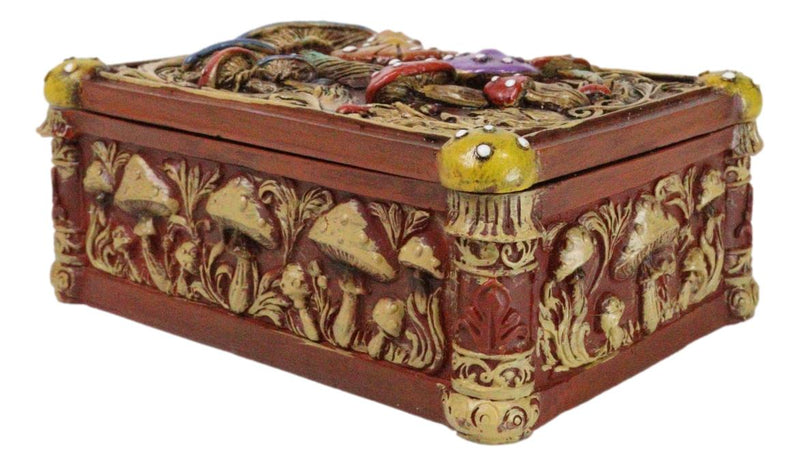 Witchcraft Toadstool Mushrooms Forest Wicca Ornate Tarot Cards Trinket Box