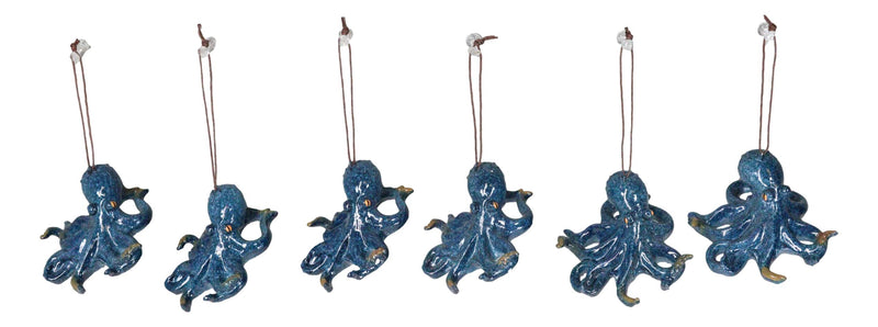 Set Of 6 Blue Giant Sea Octopus Ocean Marine Wall Hanging Decor Tree Ornaments