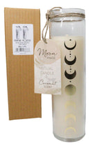 Pack of 2 Celestial Moon Phase Tube Candle Coconut Tall Candles In Glass Jar 8"H
