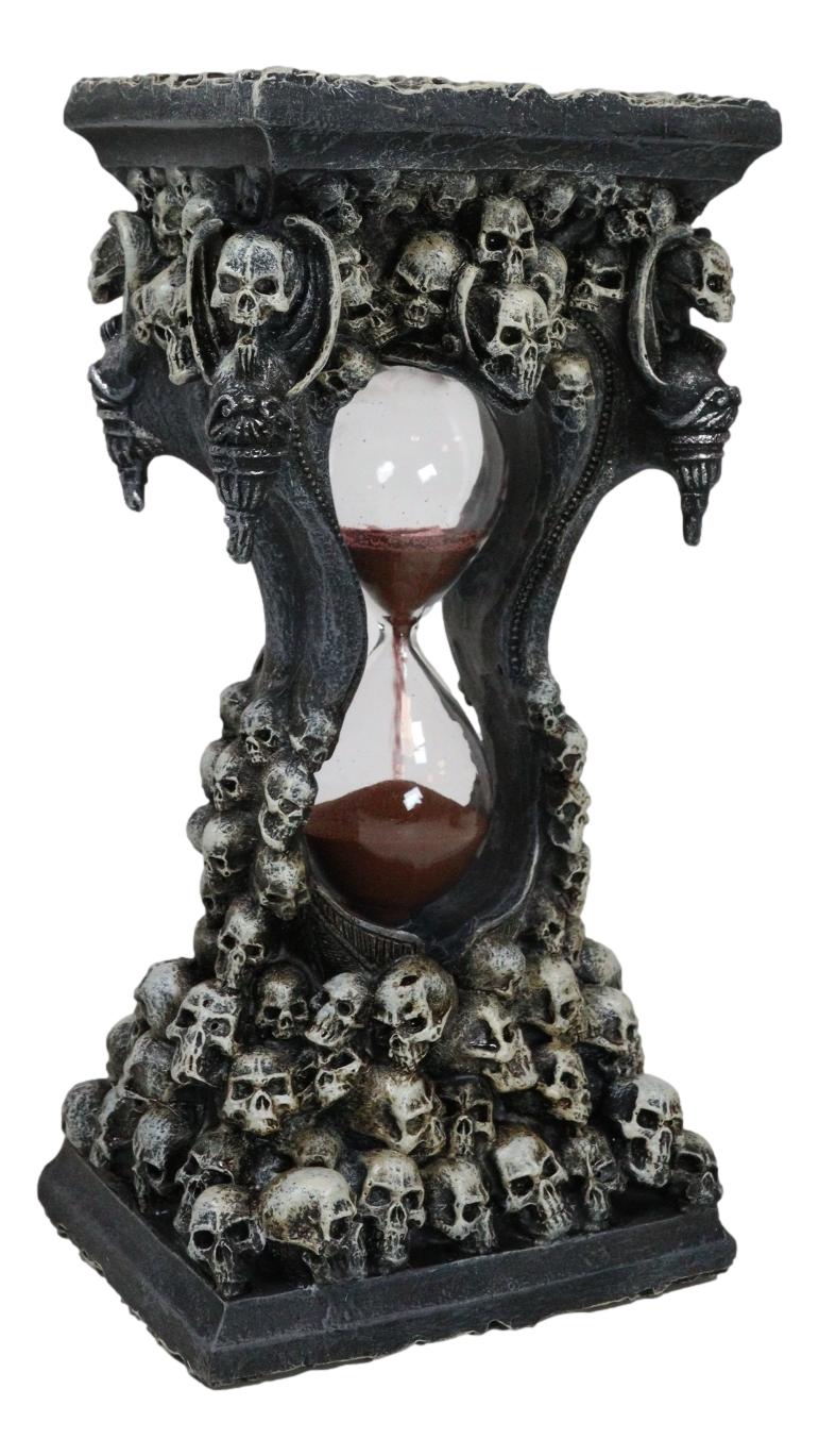 Gothic Graveyard Morphing Cranium Skulls Invertible Pillar Sand Timer Figurine