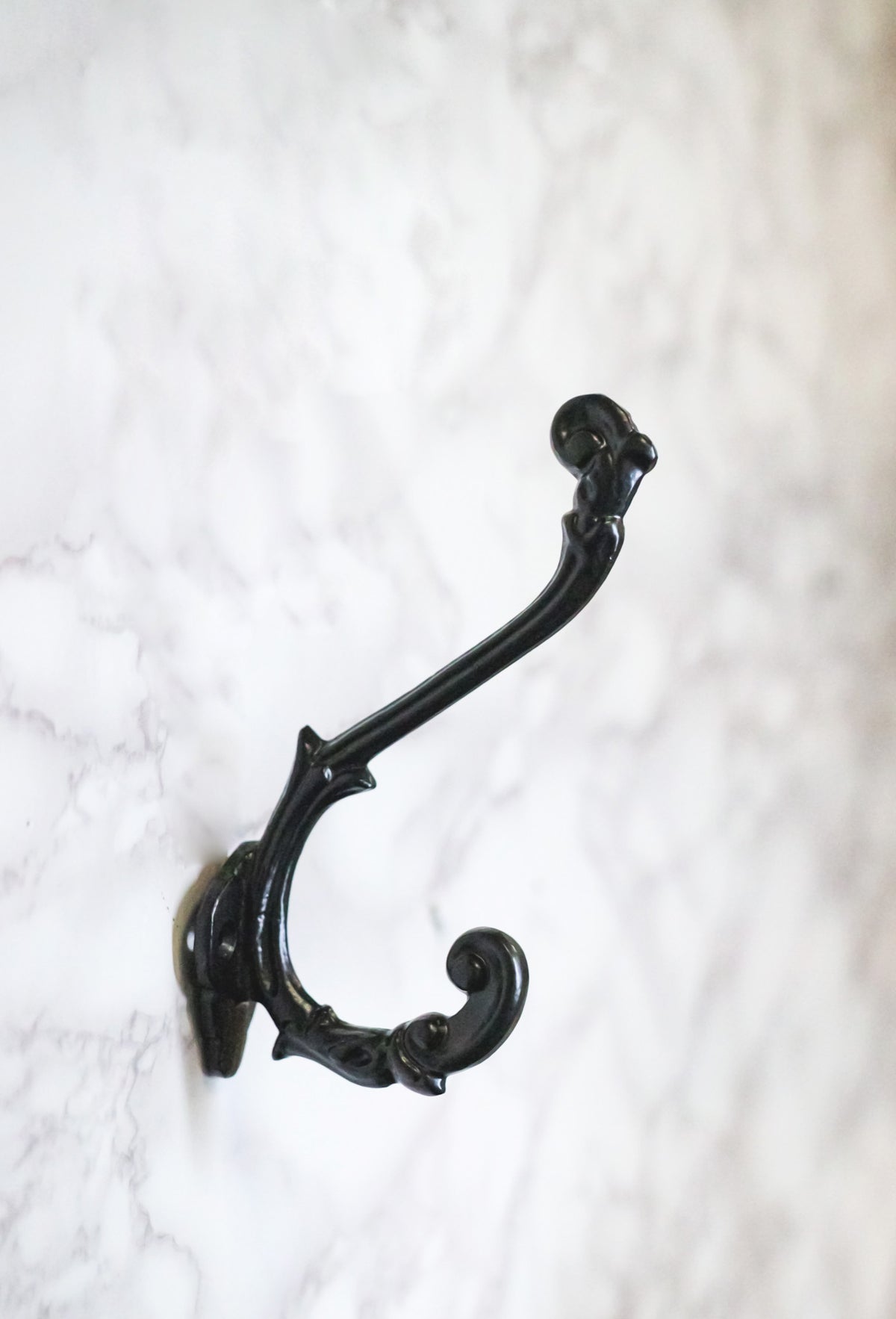 Set Of 4 Forged Cast Iron Black French Scroll Art Double Hooks Wall Coat Hangers