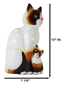 Balinese Wood Handicrafts Adorable Blue Eyed Feline Cat & Kitten Family Figurine